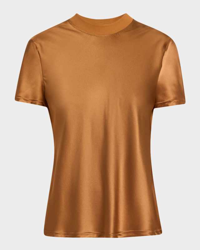 Mixed-Media Bias Silk T-Shirt